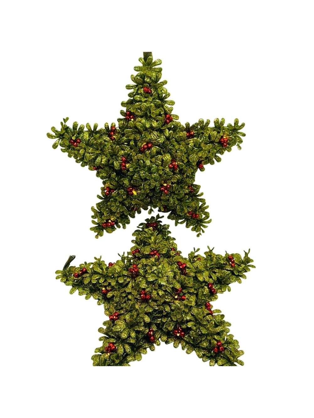 Vintage 12" GANZ Holly Mistletoe Glitter Star Lamp Light Up Window Wall Decor